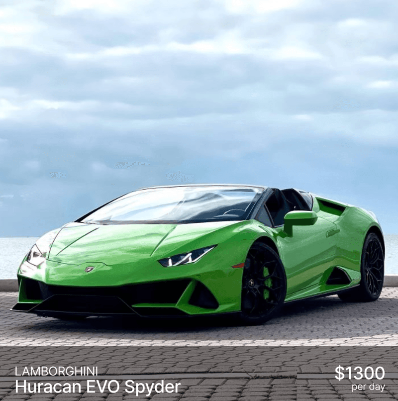 Lamborghini Huracan EVO Spyder (Green) ($1300/day)